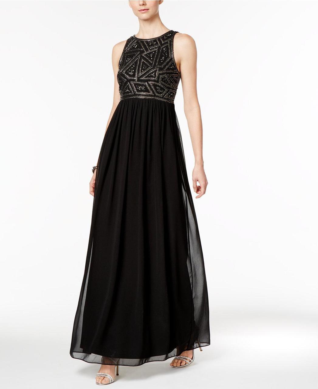 Adrianna Papell - 191910790 Embellished Jewel Ruched Gown in Black