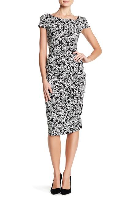 Adrianna Papell - AP1D101704 Floral Asymmetric Cocktail Dress In Black and White