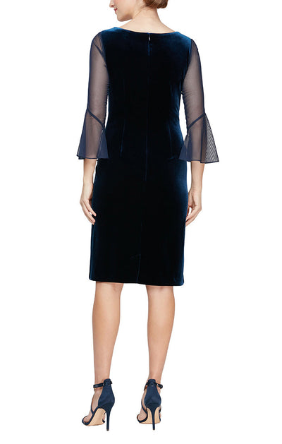 Alex Evenings 81918781 - Bell Sleeve Illusion Neckline Formal Dress In Blue