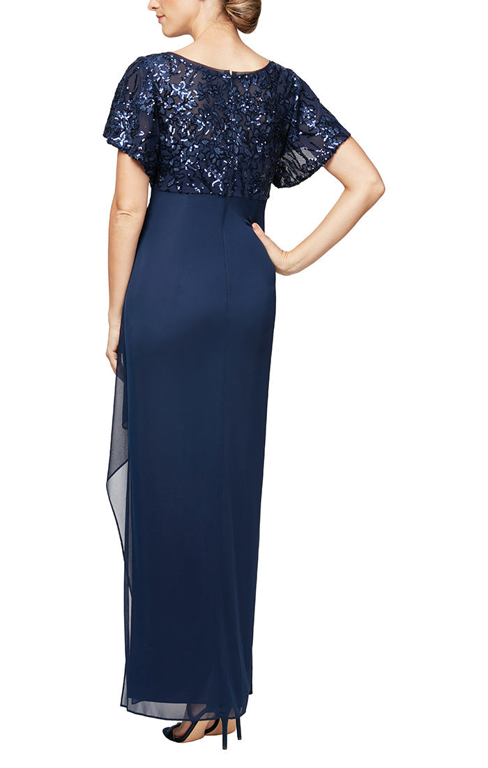 Alex Evenings 8196771 - Sequined Column Full Length Formal Gown In Blue 