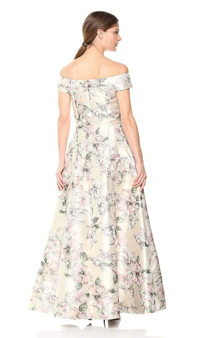Eliza J Evening - EJ8M8107 Floral Printed Off-Shoulder A-line Dress In Neutral