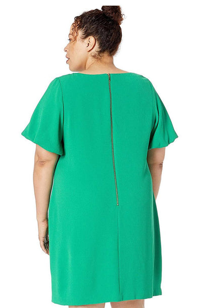Adrianna Papell - AP1D103393 Short Sleeve Bateau Crepe Sheath Dress In Green