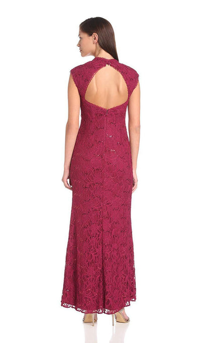 Adrianna Papell - 231M44950 Cap Sleeve Sequined Lace Gown In Red