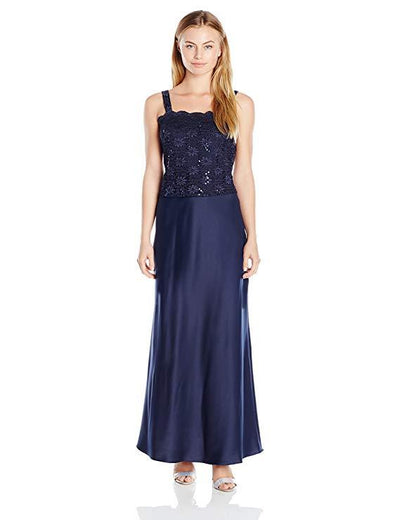 Alex Evenings - 81122152 Lace Bodice Long A-Line Dress with Jacket In Blue