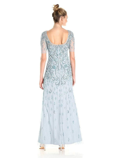 Adrianna Papell - AP1E201314 Quarter Sleeve Embellished Evening Gown in Blue
