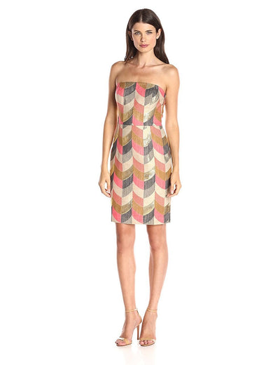 Maggy London - GSF27M Printed Straight Neck Sheath Dress in Multi-Color