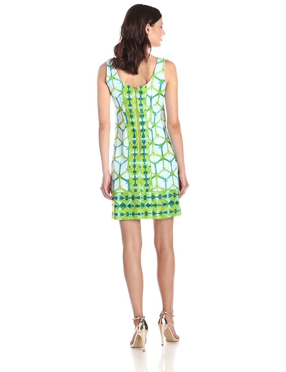 Taylor - 5423M Jewel Printed Sheath Dress in Lime Turq