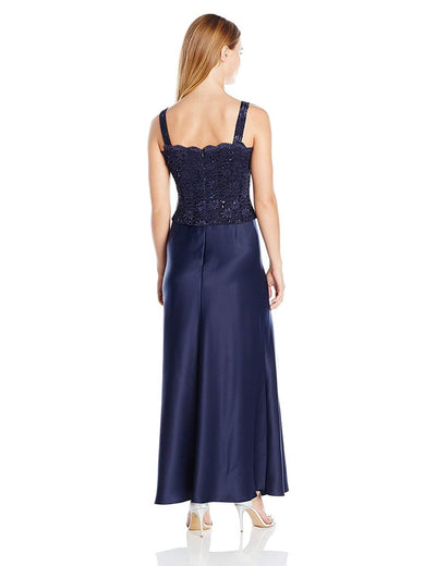 Alex Evenings - 81122152 Lace Bodice Long A-Line Dress with Jacket In Blue
