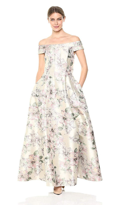 Eliza J Evening - EJ8M8107 Floral Printed Off-Shoulder A-line Dress In Neutral