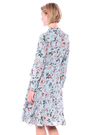 Nanette Nanette Lepore - NM9S171Y9 Long Sleeve Floral Print Dress in Neutral and Multi-Color