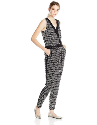 Adrianna Papell - Crossover Graphic Jumpsuit 16PD10320 in Black and White
