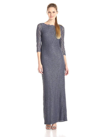 Adrianna Papell - Quarter Sleeve Lace Dress 91880500 in Gray