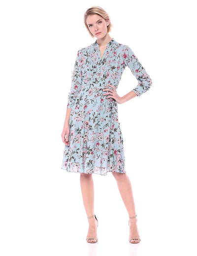 Nanette Nanette Lepore - NM9S171Y9 Long Sleeve Floral Print Dress in Neutral and Multi-Color