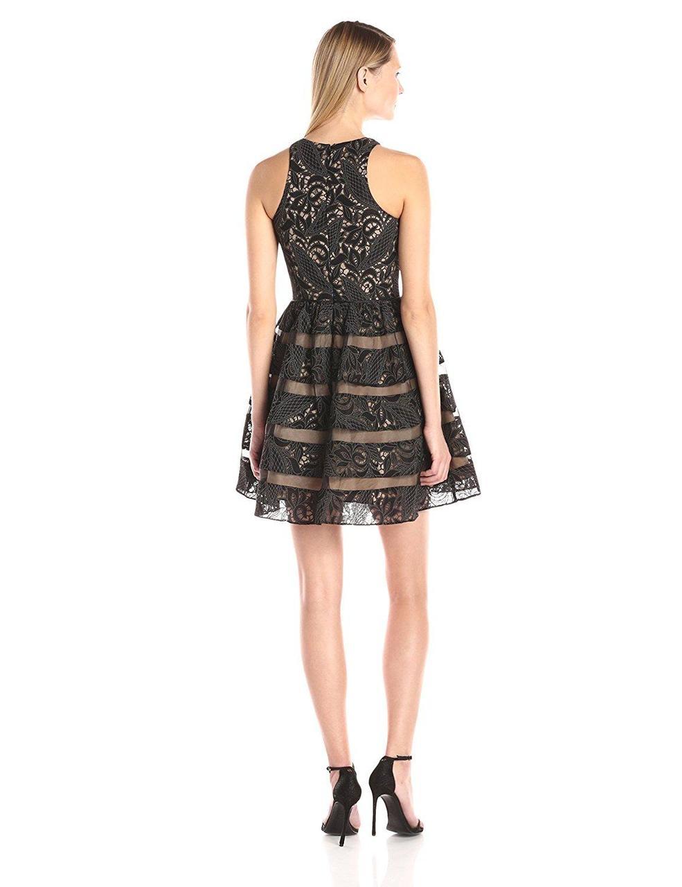 Aidan by Aidan Mattox Womens Lace Illusion Semi-Formal Dress Black Aidan by Aidan Mattox Womens Lace Illusion Semi-Formal Dress Black