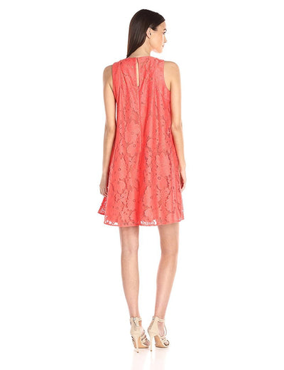 Donna Morgan - D4923M Lace Jewel A-line Dress in Orange