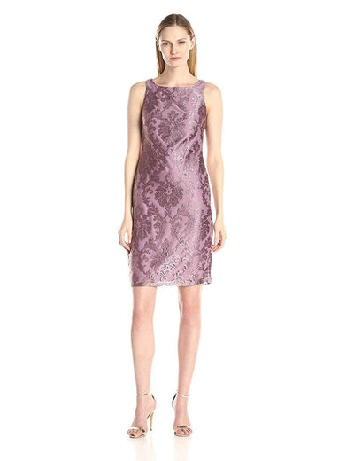 Adrianna Papell - 81920850 Embroidered Lace Sheath Dress with Topper in Pink