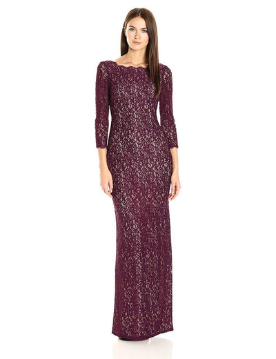Adrianna Papell - Quarter Sleeve Lace Dress 91880500 in Purple