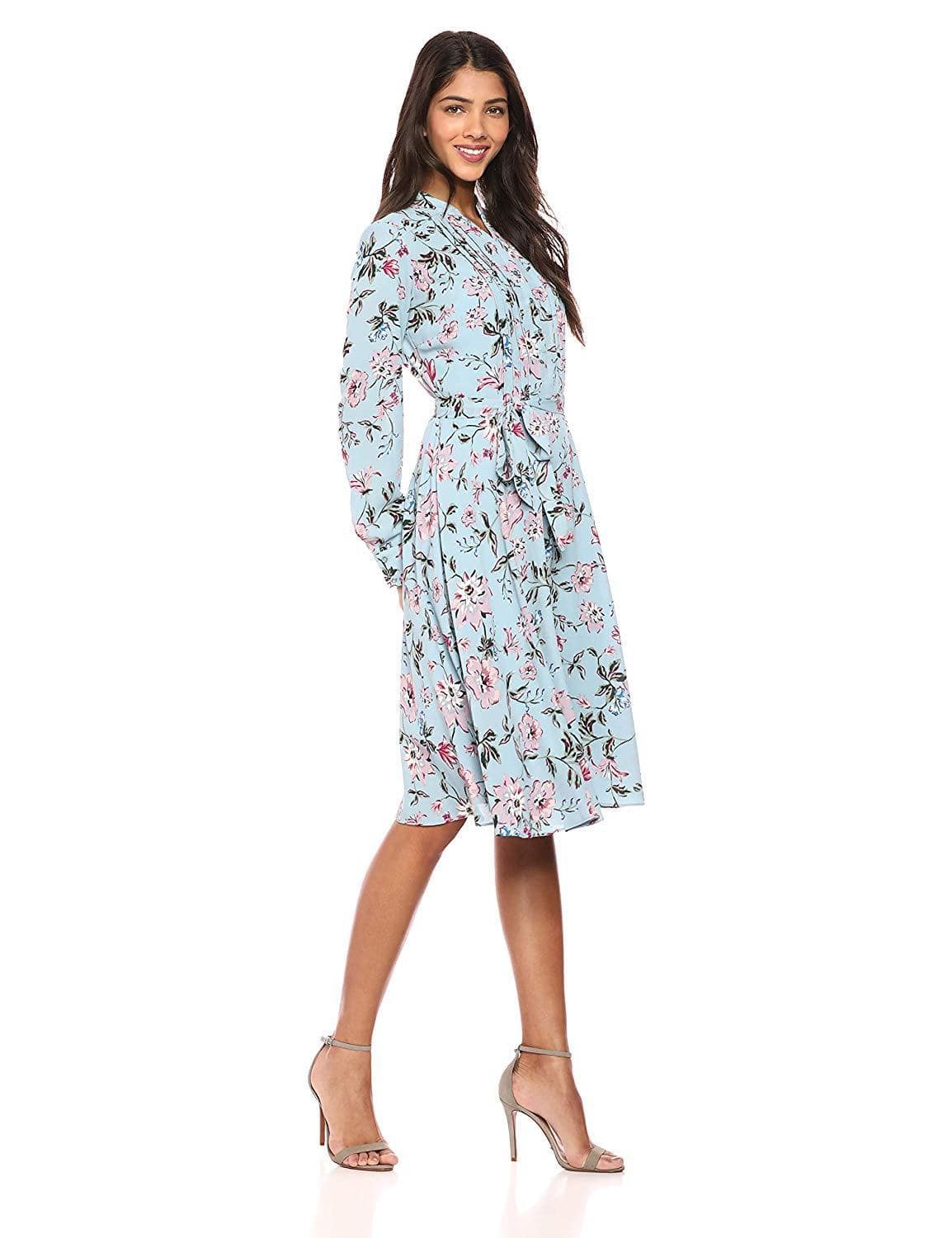 Nanette Nanette Lepore - NM9S171Y9 Long Sleeve Floral Print Dress in Blue and Multi-Color