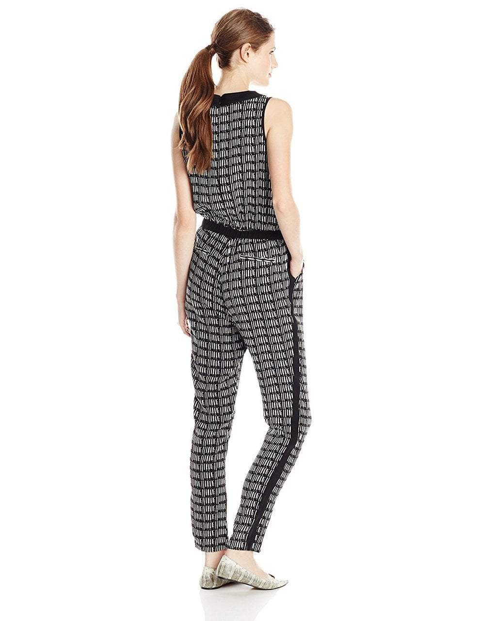 Adrianna Papell - Crossover Graphic Jumpsuit 16PD10320 in Black and White