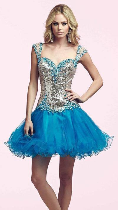 Mac Duggal Beaded A Line Cocktail Dress in Turquoise 82095N - 1 pc Turquoise in Size 8 Available