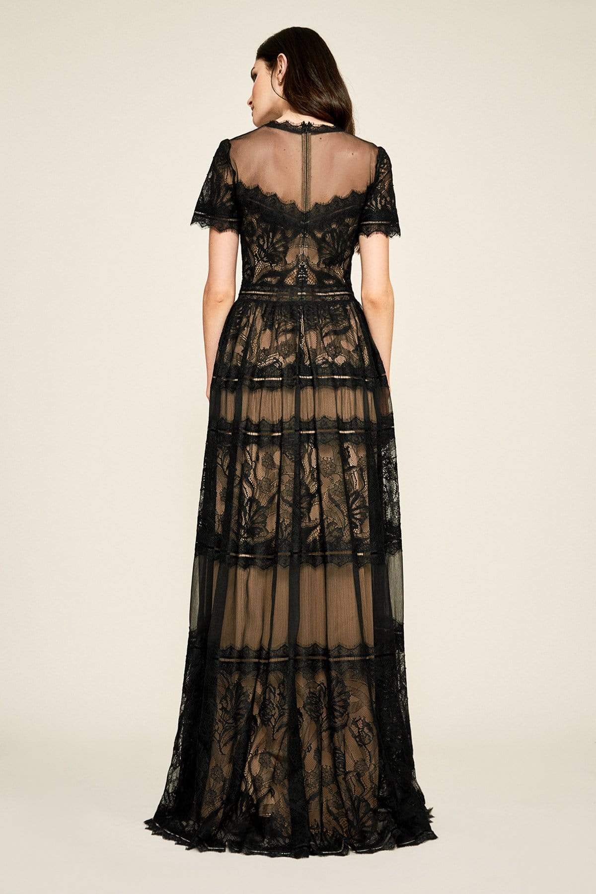 Tadashi Shoji - Lace Gathered Jewel A-Line Dress Special Occasion Dress