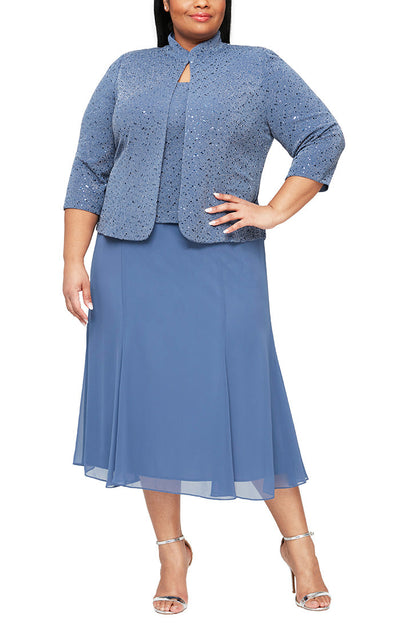 Alex Evenings 8427647 - Square Neck A-Line Formal Dress In Blue