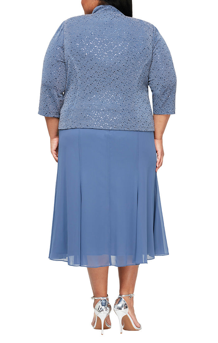 Alex Evenings 8427647 - Square Neck A-Line Formal Dress In Blue
