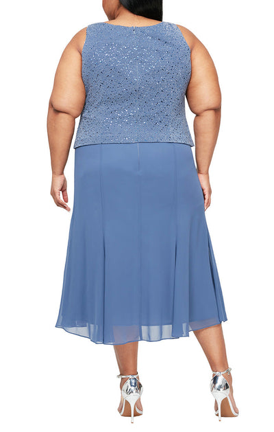 Alex Evenings 8427647 - Square Neck A-Line Formal Dress In Blue