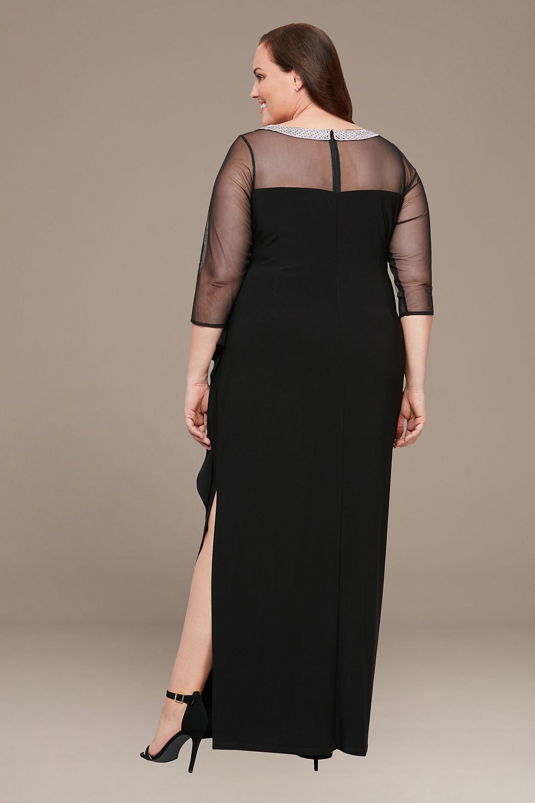 Alex Evenings 84351578 - Quarter Sleeve Sheer Formal Dress In Black