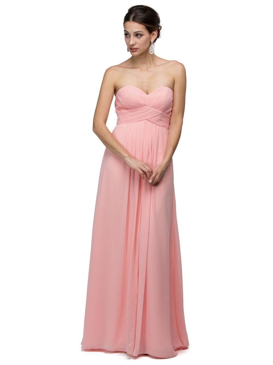 Dancing Queen - 8658 Sweetheart Gown with Split Front Overlay in Blush Pink