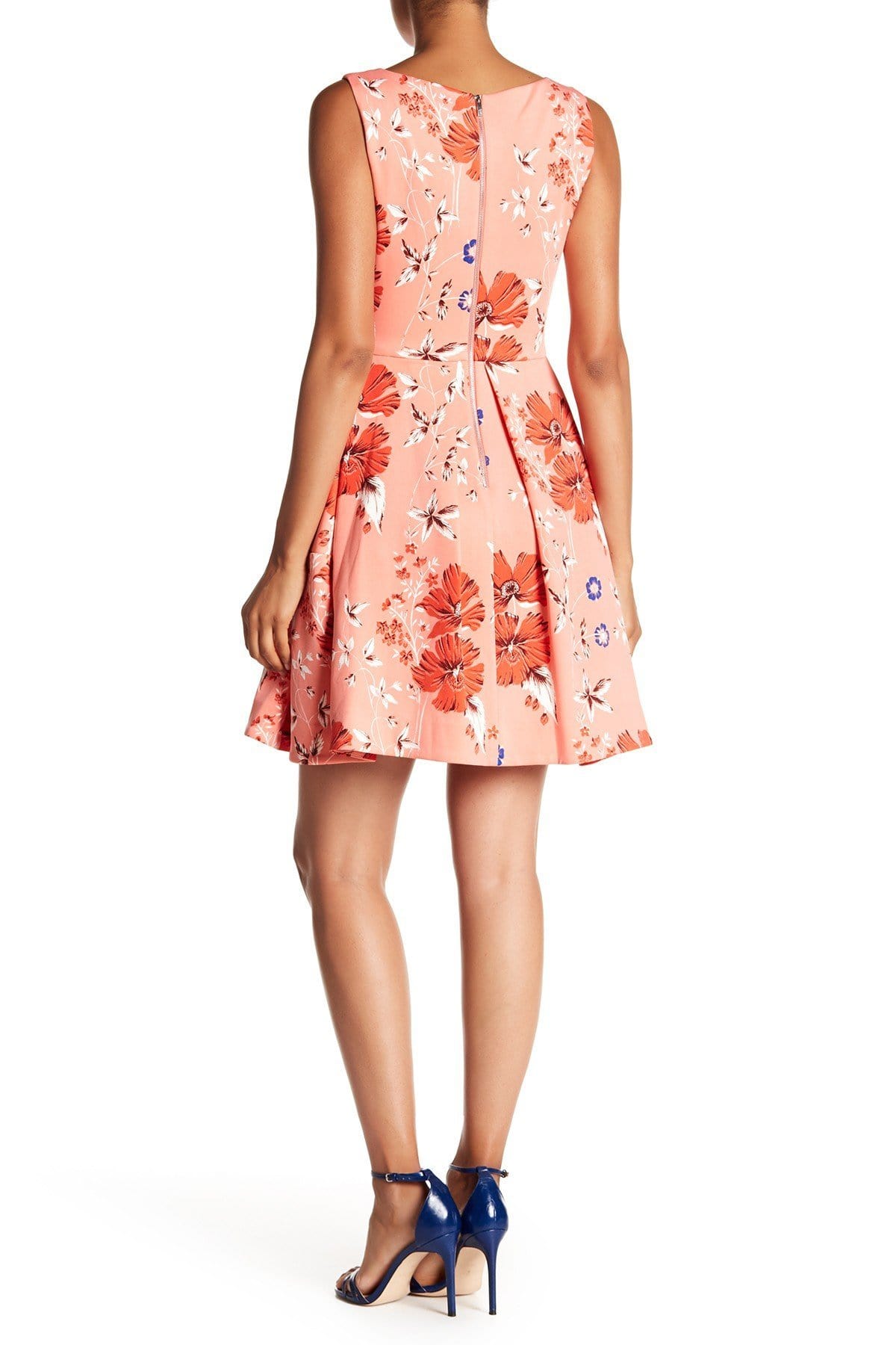 Taylor - 9757MJ Floral Print Short A-Line Dress In Pink and Floral