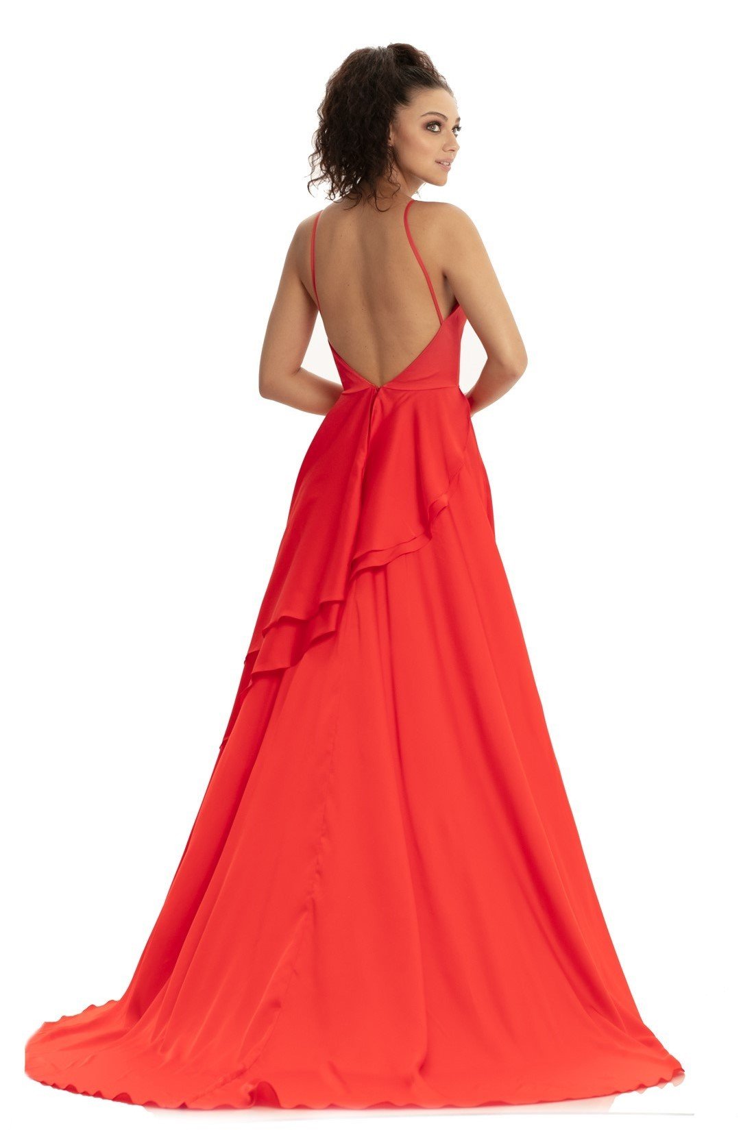 Johnathan Kayne - 9033 Sleeveless Drape Skirt Charmeuse Evening Gown In Red