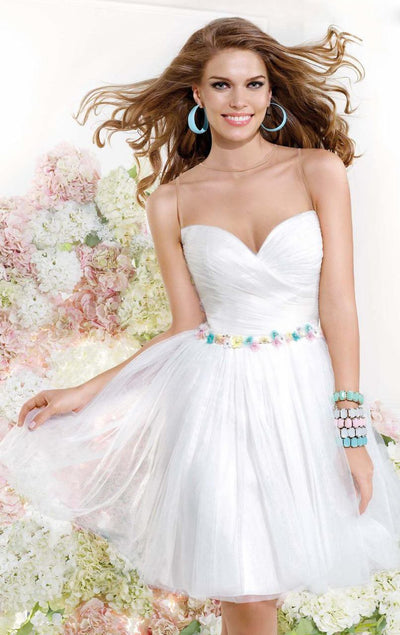 Tarik Ediz - Illusion Jewel A-Line Cocktail Dress 90368 Special Occasion Dress 0 / Cream