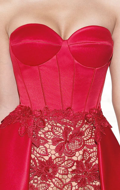 Tarik Ediz - Strapless Cocktail Dress 90452 in Red