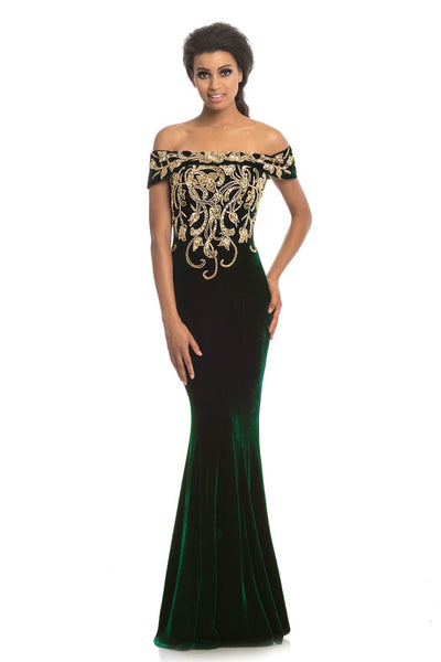 Johnathan Kayne - Gold Lace Applique Evening Dress 9076SC