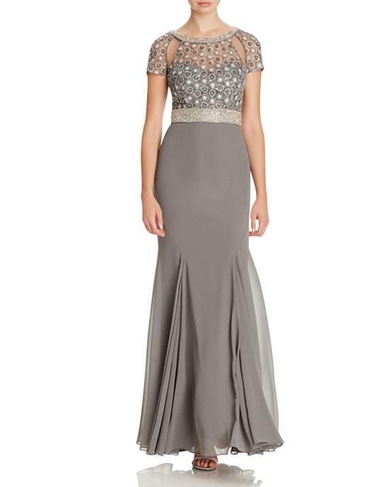 Mignon - Embellished Long Dress VM1730B in Gray