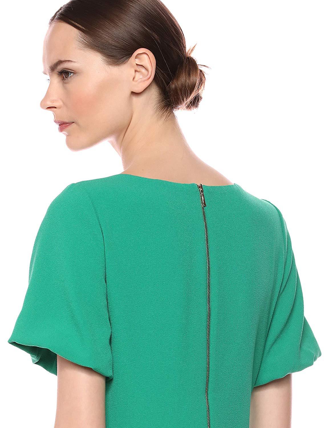 Adrianna Papell - AP1D103393 Short Sleeve Bateau Crepe Sheath Dress In Green