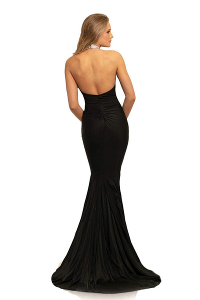 Johnathan Kayne - 9212 Fitted High Halter Mermaid Evening Gown In Black