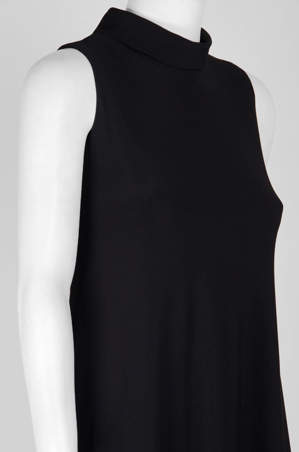 Taylor - 9256M Turtle Neck Cutout Back A-Line Dress In Black