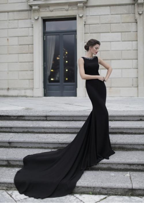Tarik Ediz - Sleeveless Long Gown 92805 in Black