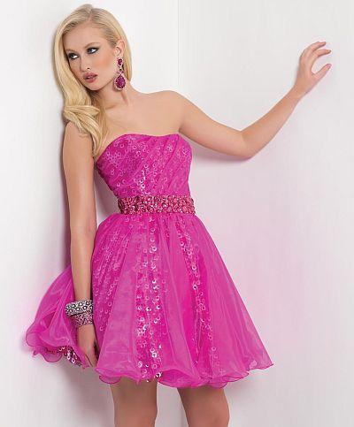 Blush - 9430 Strapless Cocktail Dress with Embellished Waistband Special Occasion Dress 0 / Magenta