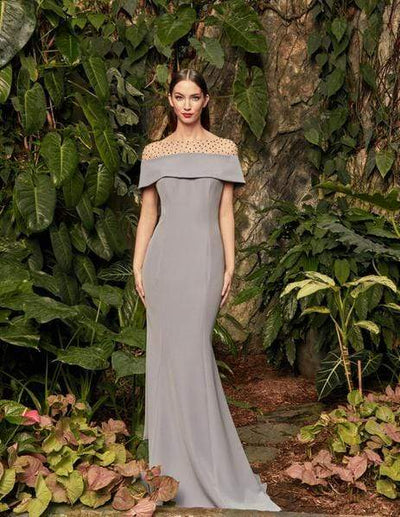 Alexander by Daymor Beaded Illusion Fold-over Mermaid Gown 954 - 1 pc Silver Sage In Size 22 Available CCSALE 22 / Silver Sage