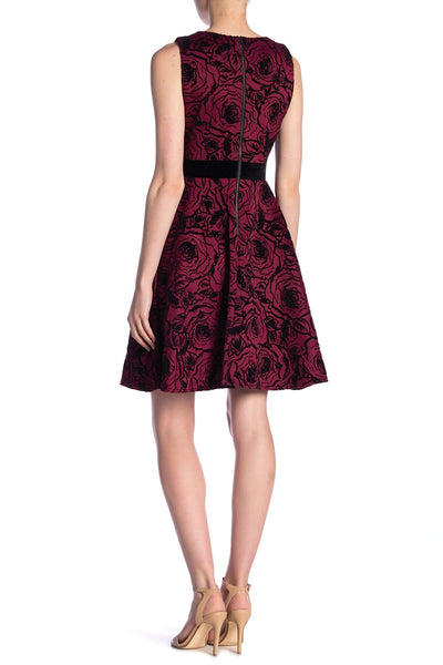 Gabby Skye - 18443M Floral Jewel A-Line Cocktail Dress In Red