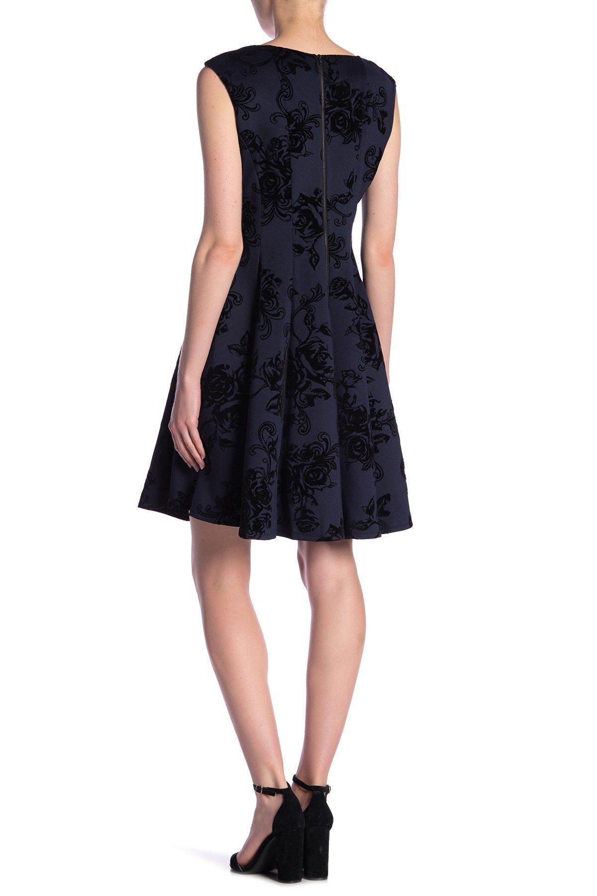 Gabby Skye - 56653MG Floral Patterned A-line Cocktail Dress In Blue