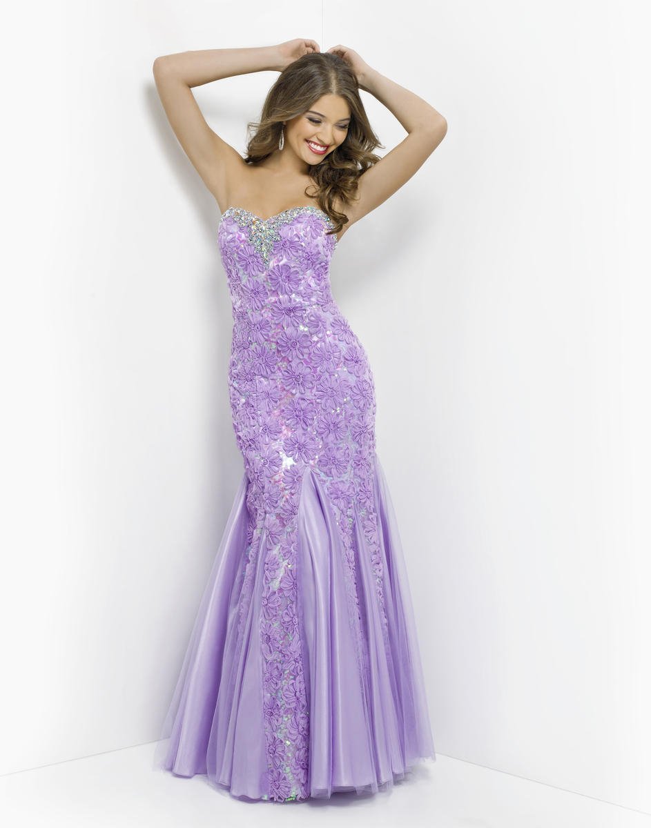 Blush by Alexia Designs - 9582 Embroidered Floral Strapless Mermaid Gown Special Occasion Dress 0 / Pastel Violet