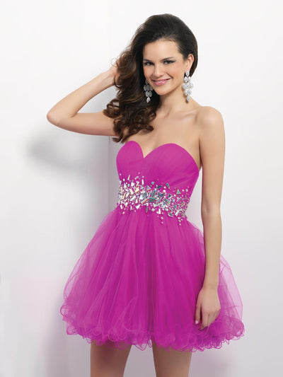 Blush - Strapless Embellished Cocktail Dress 9662 in Purple