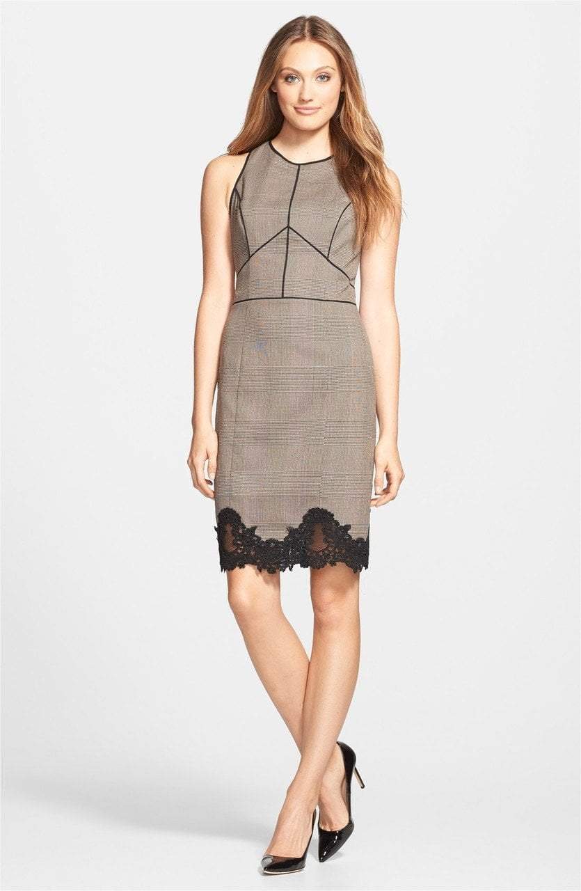 Adrianna Papell - Lace Hem Sheath Dress 16PD78590 in Black and Brown