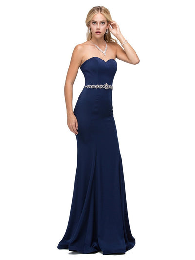 Dancing Queen 9720 Strapless Sweetheart Beaded Jersey Mermaid Dress - 1 pc Royal Blue In Size S Available In Blue