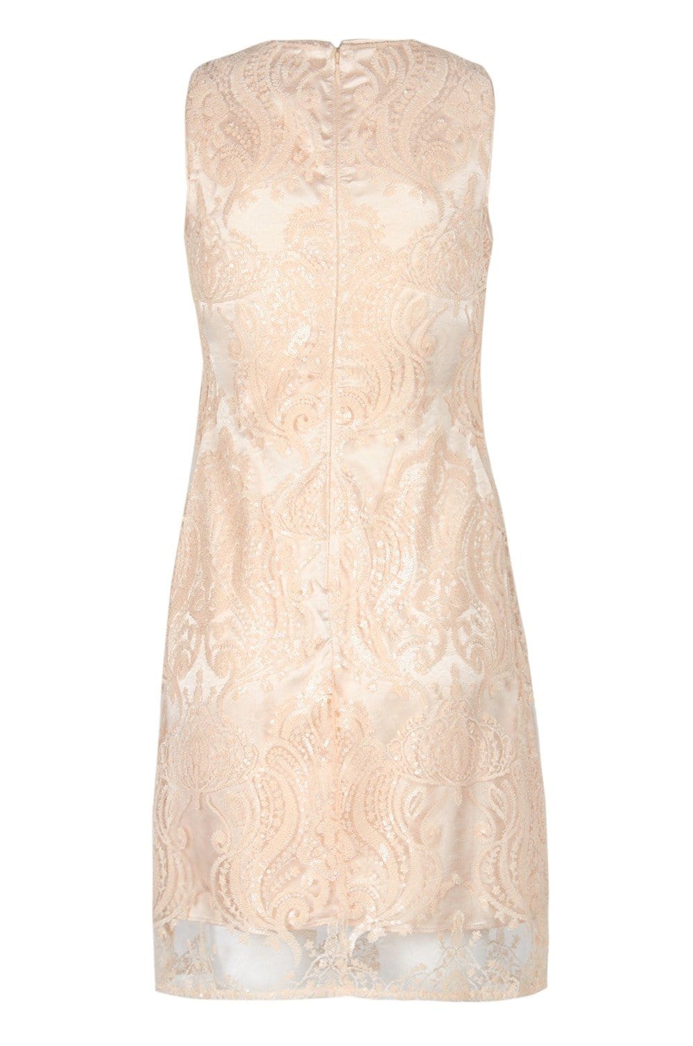 Taylor - 9734M Sequined Mesh Short Sheath Dress In Nude
