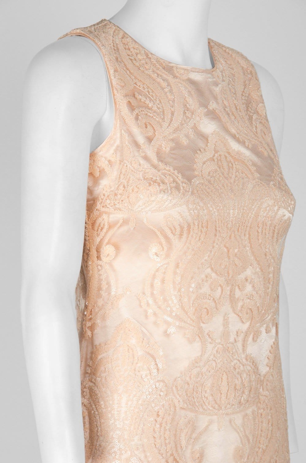 Taylor - 9734M Sequined Mesh Short Sheath Dress In Nude